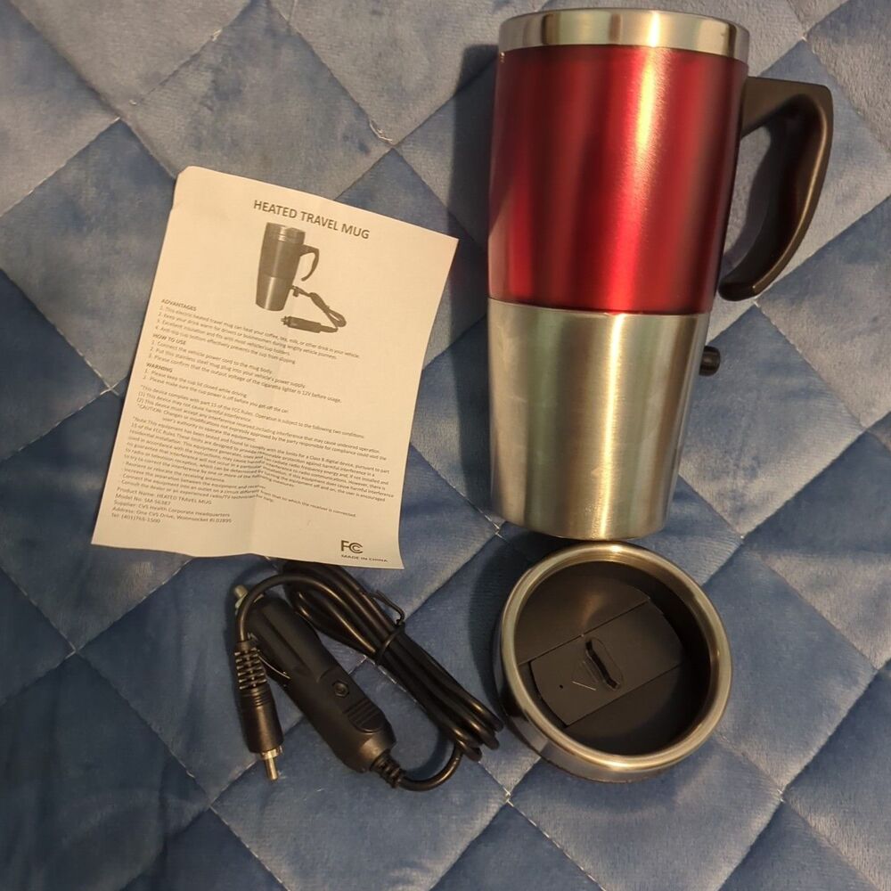 12V Car Outlet Portable Heated 13oz Coffee Mug Travel NEW